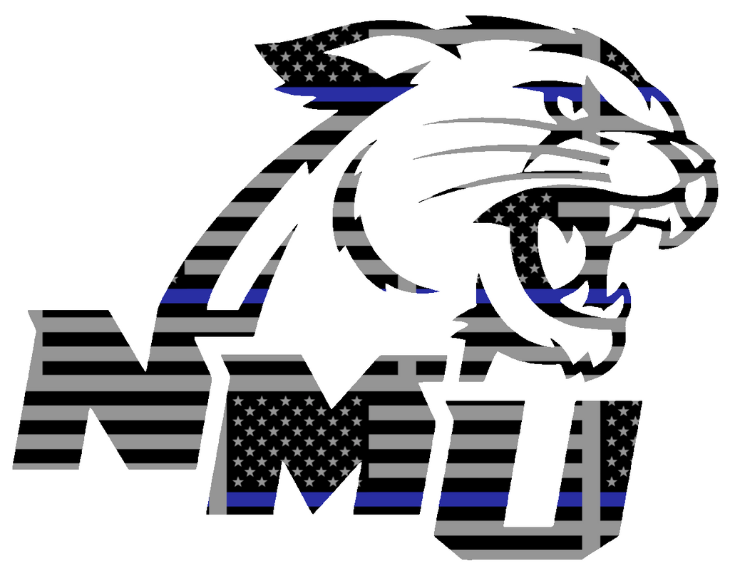 Northern Michigan Wildcats Team Logo Thin Blue Line American Flag Premium DieCut Vinyl Decal PICK SIZE