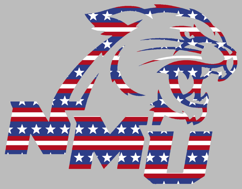 Northern Michigan Wildcats Team Logo Stars & Stripes USA American Flag Vinyl Decal PICK SIZE
