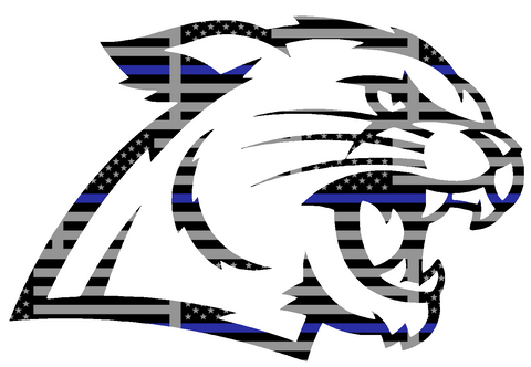 Northern Michigan Wildcats Mascot Logo Thin Blue Line American Flag Premium DieCut Vinyl Decal PICK SIZE