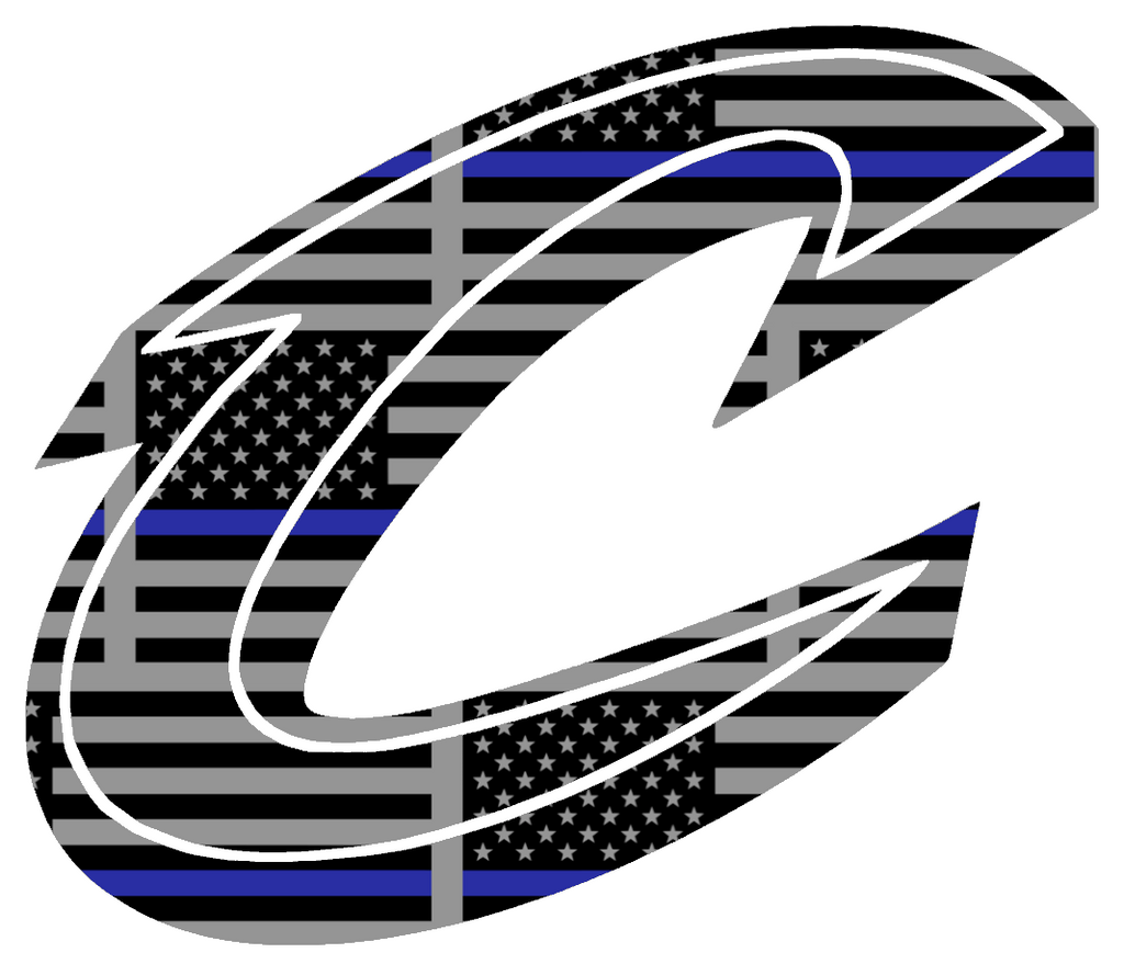 Cleveland Cavaliers Team Logo Thin Blue Line American Flag Premium DieCut Vinyl Decal PICK SIZE