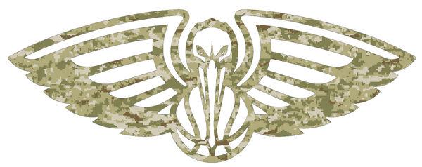 New Orleans Pelicans Team Logo Salute to Service Camouflage Camo Vinyl Decal PICK SIZE
