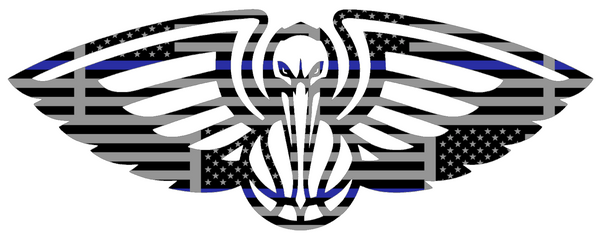New Orleans Pelicans Team Logo Thin Blue Line American Flag Premium DieCut Vinyl Decal PICK SIZE