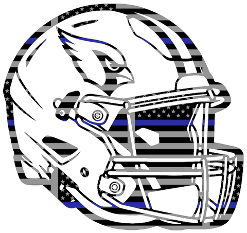 Arizona Cardinals Football Helmet Thin Blue Line American Flag Premium DieCut Vinyl Decal PICK SIZE