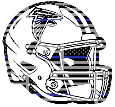 Atlanta Falcons Football Helmet Thin Blue Line American Flag Premium DieCut Vinyl Decal PICK SIZE