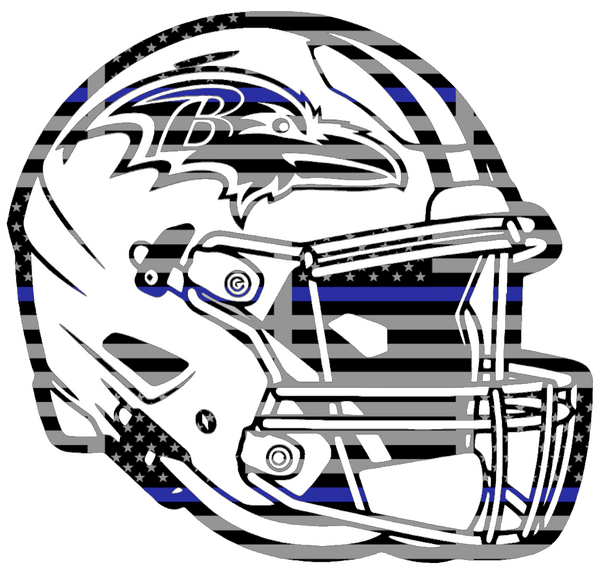 Baltimore Ravens Football Helmet Thin Blue Line American Flag Premium DieCut Vinyl Decal PICK SIZE