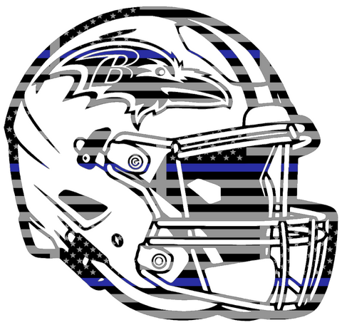 Baltimore Ravens Football Helmet Thin Blue Line American Flag Premium DieCut Vinyl Decal PICK SIZE