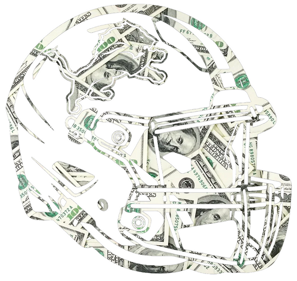 Detroit Lions Football Helmet Money Print Premium DieCut Vinyl Decal PICK SIZE