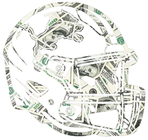 Detroit Lions Football Helmet Money Print Premium DieCut Vinyl Decal PICK SIZE