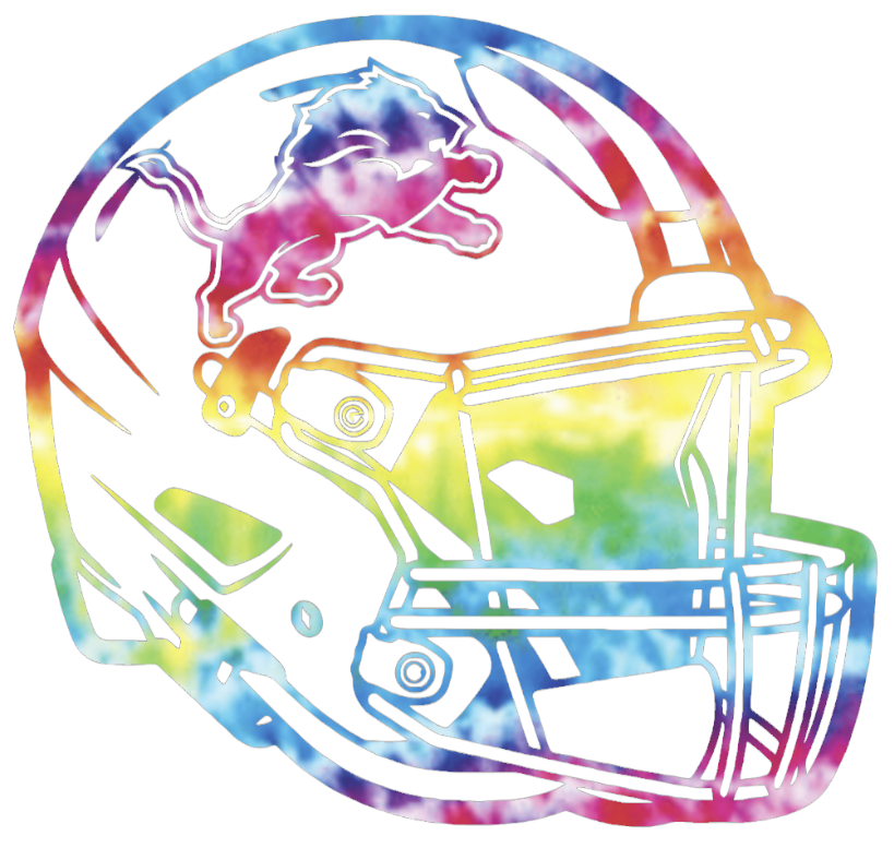 Detroit Lions Crucial Catch Cancer Football Helmet Tie Dye Vinyl Decal PICK SIZE
