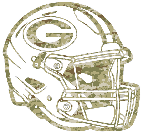 Green Bay Packers Football Helmet Salute to Service Camouflage Camo Vinyl Decal PICK SIZE