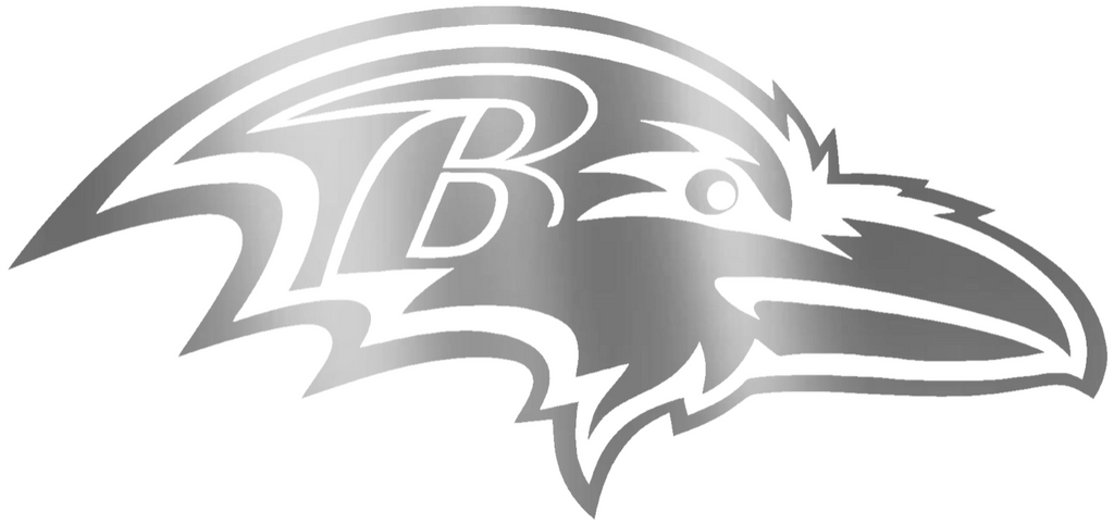 Baltimore Ravens SILVER CHROME MIRROR Team Logo Premium DieCut Vinyl Decal PICK SIZE