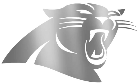 Carolina Panthers SILVER CHROME MIRROR Team Logo Premium DieCut Vinyl Decal PICK SIZE