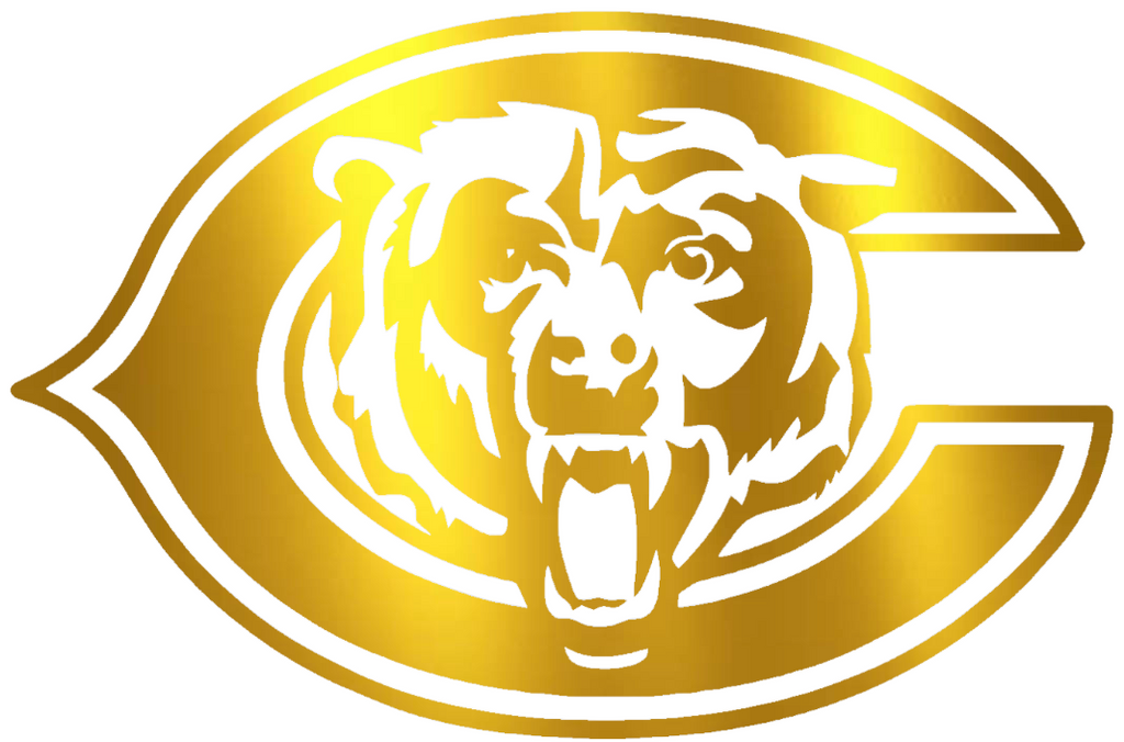 Chicago Bears GOLD CHROME MIRROR Alternate Logo Premium DieCut Vinyl Decal PICK SIZE