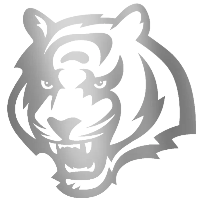 Cincinnati Bengals SILVER CHROME MIRROR Tiger Head Logo Premium DieCut Vinyl Decal PICK SIZE
