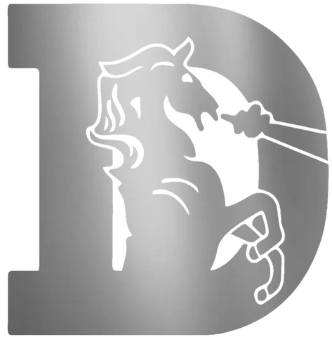 Denver Broncos SILVER CHROME MIRROR Retro Throwback Logo Premium DieCut Vinyl Decal PICK SIZE