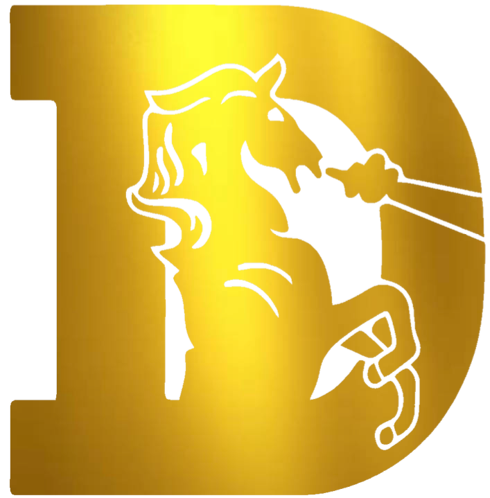 Denver Broncos GOLD CHROME MIRROR Retro Throwback Logo Premium DieCut Vinyl Decal PICK SIZE