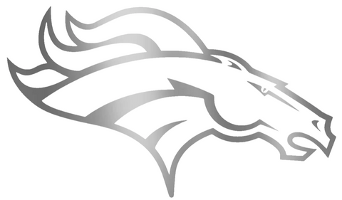 Denver Broncos SILVER CHROME MIRROR Team Logo Premium DieCut Vinyl Decal PICK SIZE