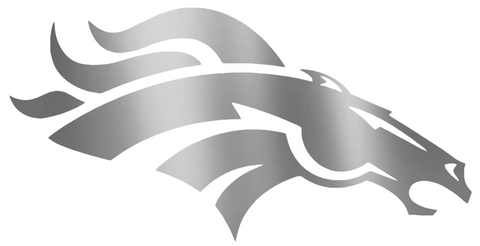 Denver Broncos SILVER CHROME MIRROR Alternate Logo Premium DieCut Vinyl Decal PICK SIZE