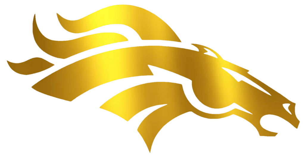 Denver Broncos GOLD CHROME MIRROR Alternate Logo Premium DieCut Vinyl Decal PICK SIZE