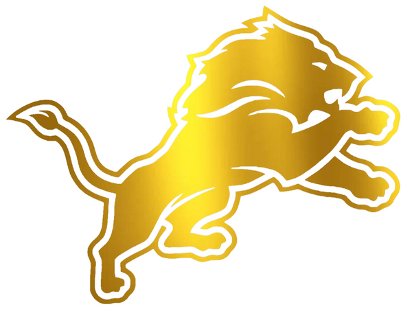 Detroit Lions GOLD CHROME MIRROR Team Logo Premium DieCut Vinyl Decal PICK SIZE