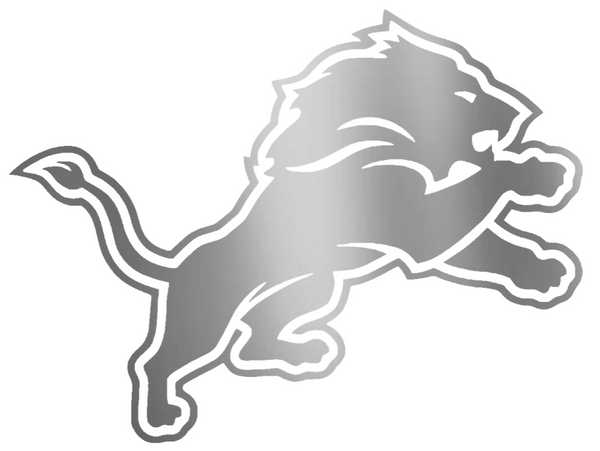 Detroit Lions SILVER CHROME MIRROR Team Logo Premium DieCut Vinyl Decal PICK SIZE