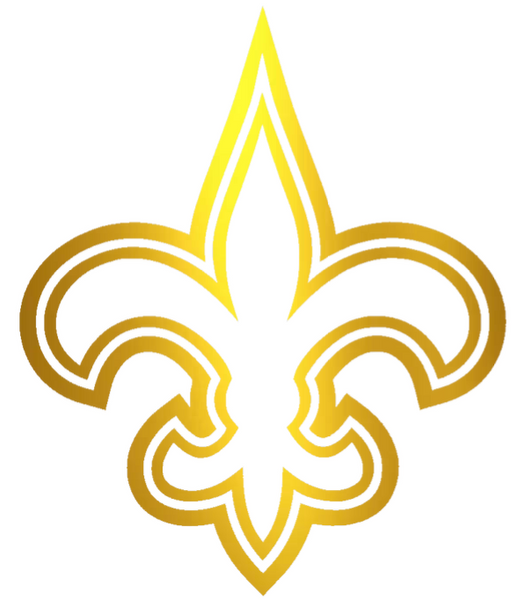 New Orleans Saints GOLD CHROME MIRROR Team Logo Premium DieCut Vinyl Decal PICK SIZE