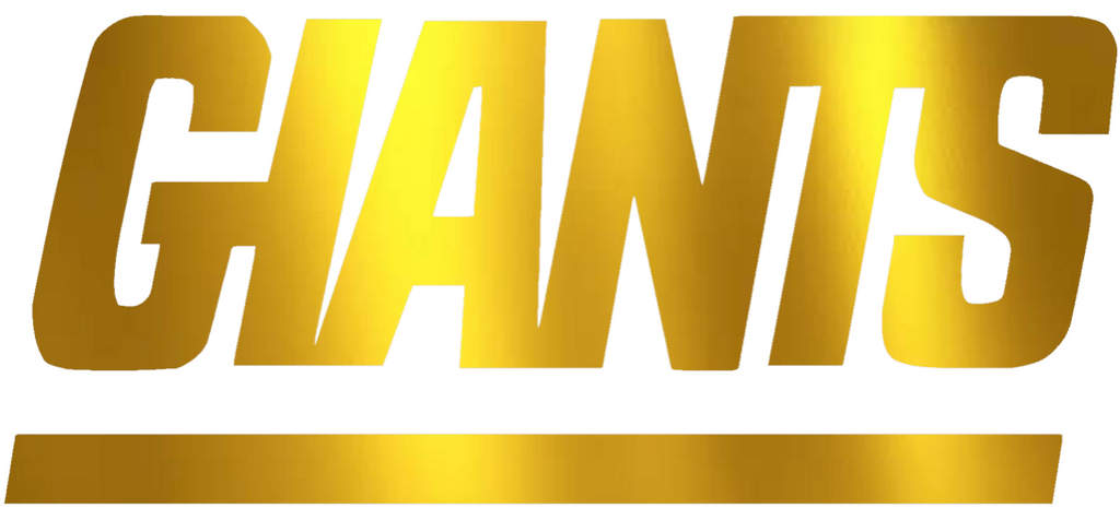 New York Giants GOLD CHROME MIRROR Team Name Logo Premium DieCut Vinyl Decal PICK SIZE