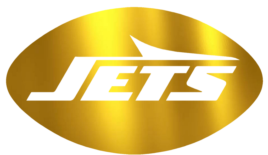 New York Jets GOLD CHROME MIRROR Alternate Logo Premium DieCut Vinyl Decal PICK SIZE