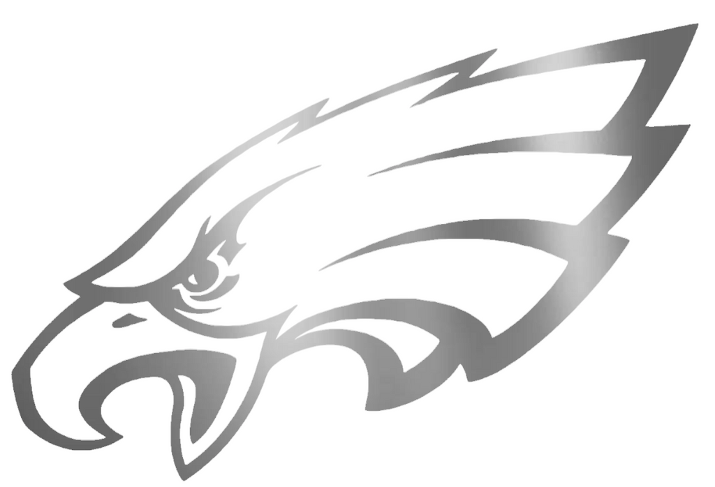 Philadelphia Eagles SILVER CHROME MIRROR Team Logo Premium DieCut Vinyl Decal PICK SIZE