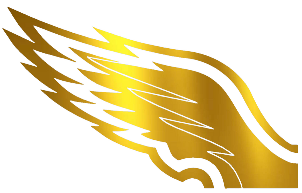 Philadelphia Eagles GOLD CHROME MIRROR Wings Logo Premium DieCut Vinyl Decal PICK SIZE