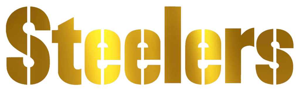 Pittsburgh Steelers GOLD CHROME MIRROR Team Name Logo Premium DieCut Vinyl Decal PICK SIZE