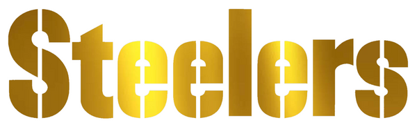 Pittsburgh Steelers GOLD CHROME MIRROR Team Name Logo Premium DieCut Vinyl Decal PICK SIZE
