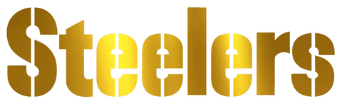 Pittsburgh Steelers GOLD CHROME MIRROR Team Name Logo Premium DieCut Vinyl Decal PICK SIZE