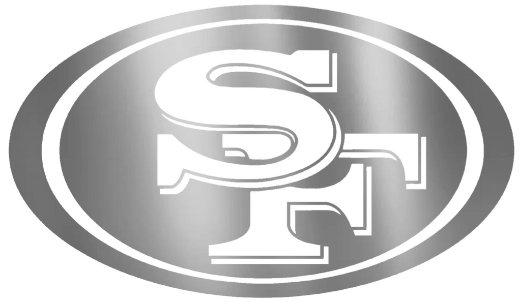 San Francisco 49ers SILVER CHROME MIRROR Team Logo Premium DieCut Vinyl Decal PICK SIZE