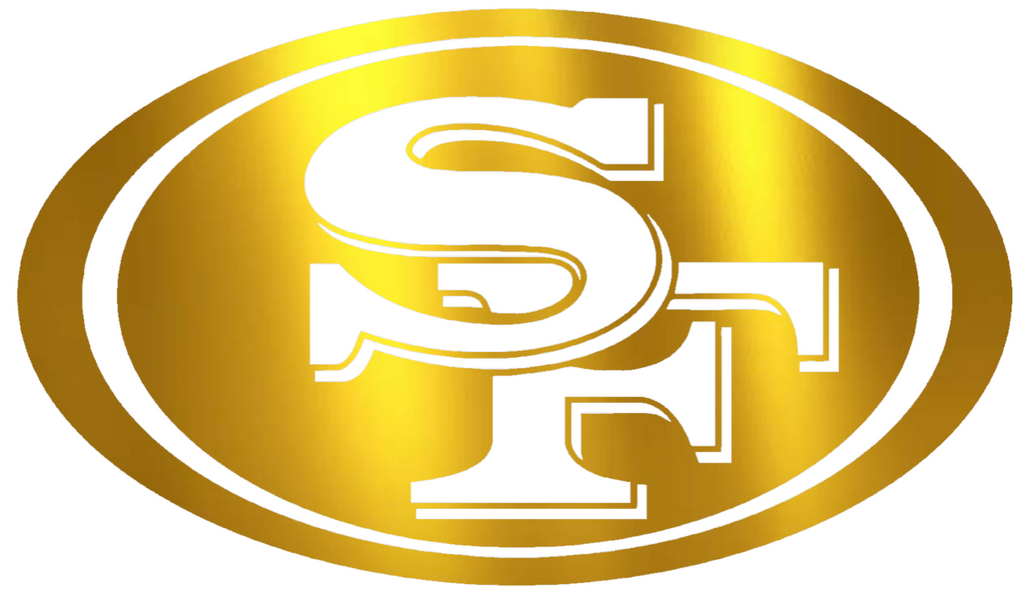 San Francisco 49ers GOLD CHROME MIRROR Team Logo Premium DieCut Vinyl Decal PICK SIZE