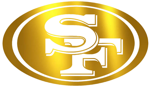 San Francisco 49ers GOLD CHROME MIRROR Team Logo Premium DieCut Vinyl Decal PICK SIZE