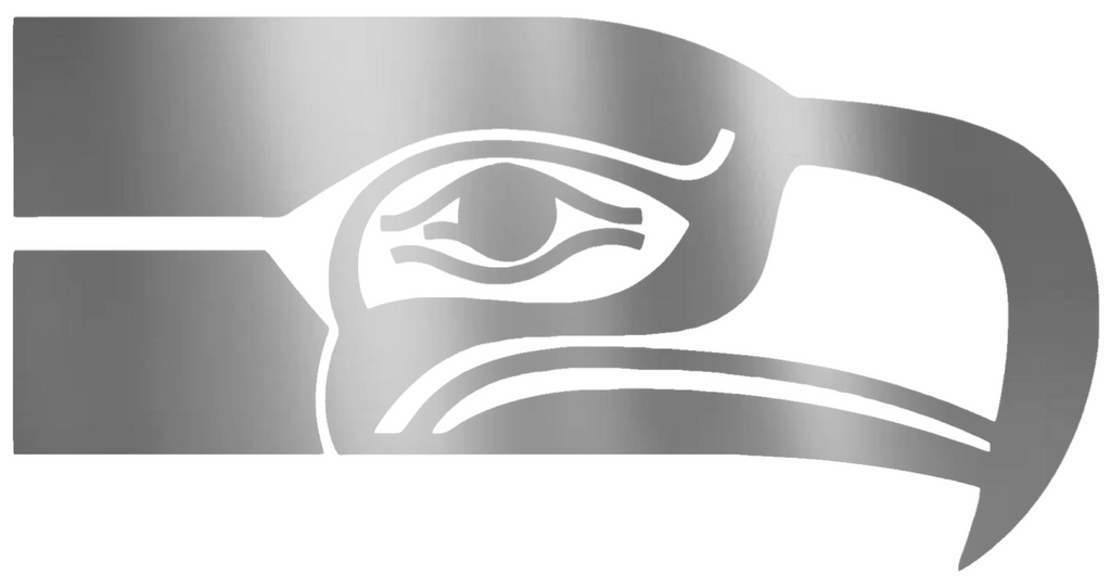 Seattle Seahawks SILVER CHROME MIRROR Retro Throwback Logo Premium DieCut Vinyl Decal PICK SIZE