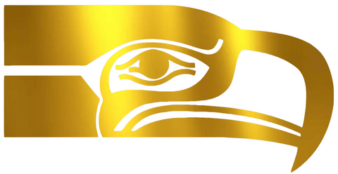 Seattle Seahawks GOLD CHROME MIRROR Retro Throwback Logo Premium DieCut Vinyl Decal PICK SIZE