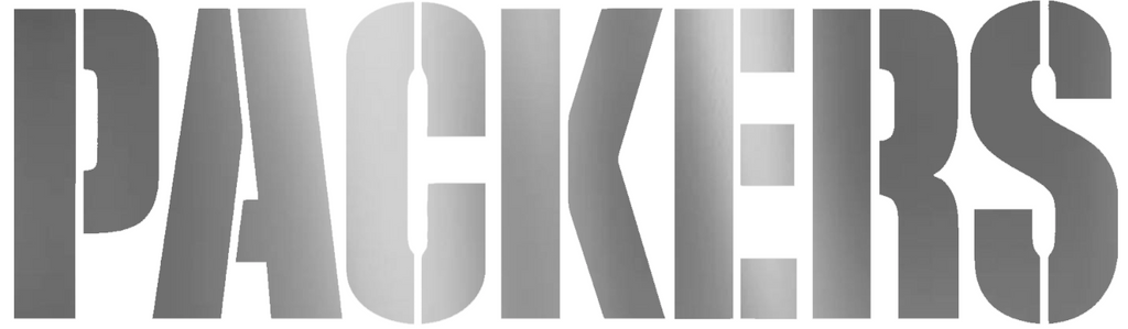 Green Bay Packers SILVER CHROME MIRROR Team Name Logo Premium DieCut Vinyl Decal PICK SIZE