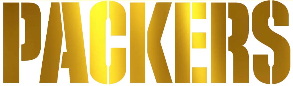 Green Bay Packers GOLD CHROME MIRROR Team Name Logo Premium DieCut Vinyl Decal PICK SIZE