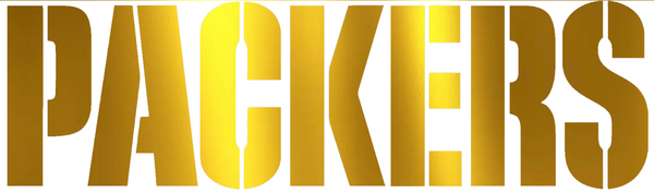 Green Bay Packers GOLD CHROME MIRROR Team Name Logo Premium DieCut Vinyl Decal PICK SIZE