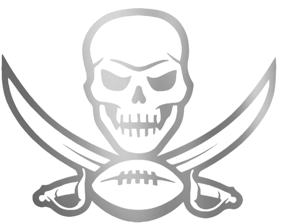 Tampa Bay Buccaneers SILVER CHROME MIRROR Alternate Premium DieCut Vinyl Decal PICK SIZE