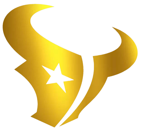 Houston Texans GOLD CHROME MIRROR Team Logo Premium DieCut Vinyl Decal PICK SIZE