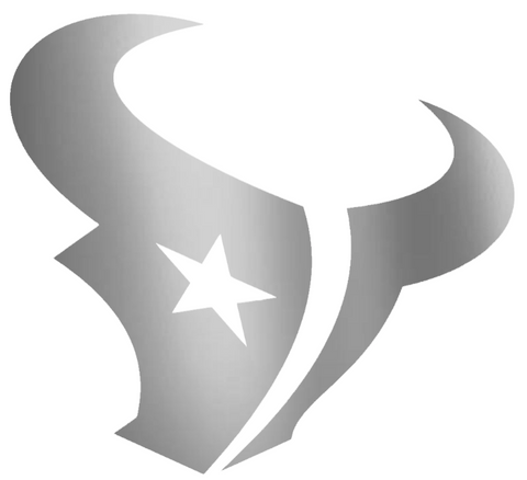 Houston Texans SILVER CHROME MIRROR Team Logo Premium DieCut Vinyl Decal PICK SIZE