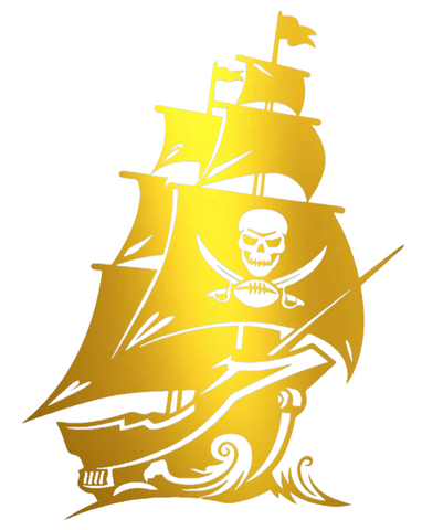 Tampa Bay Buccaneers GOLD CHROME MIRROR Pirate Ship Logo Premium DieCut Vinyl Decal PICK SIZE