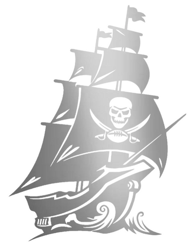 Tampa Bay Buccaneers SILVER CHROME MIRROR Pirate Ship Logo Premium DieCut Vinyl Decal PICK SIZE