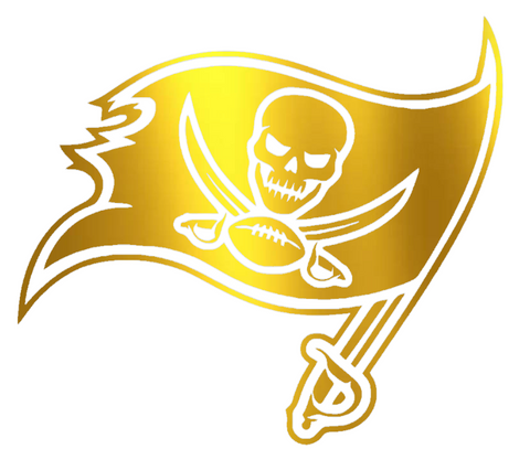 Tampa Bay Buccaneers GOLD CHROME MIRROR Team Logo Premium DieCut Vinyl Decal PICK SIZE