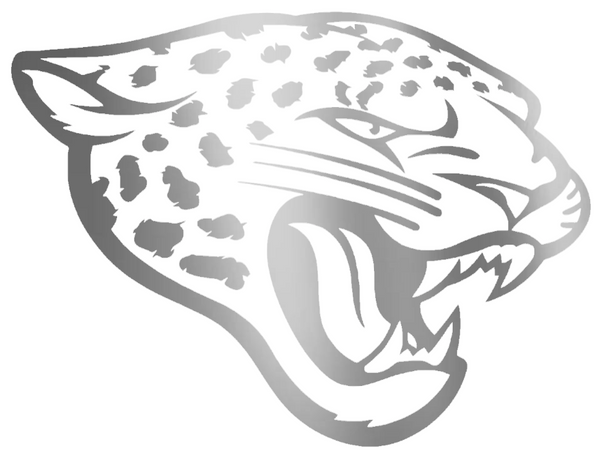 Jacksonville Jaguars SILVER CHROME MIRROR Team Logo Premium DieCut Vinyl Decal PICK SIZE