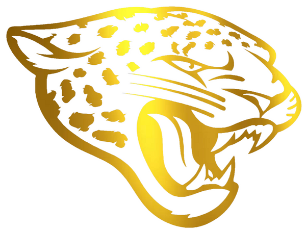 Jacksonville Jaguars GOLD CHROME MIRROR Team Logo Premium DieCut Vinyl Decal PICK SIZE