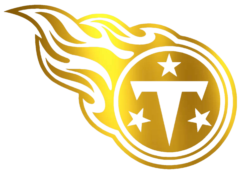 Tennessee Titans GOLD CHROME MIRROR Team Logo Premium DieCut Vinyl Decal PICK SIZE